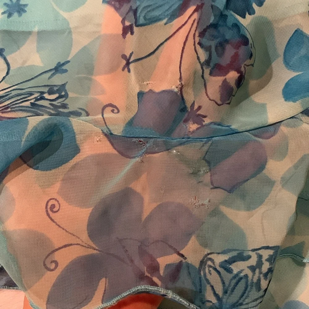 Vintage 90’s Y2K Blue Butterfly Ruffle Hem Skirt - Picture 4 of 7